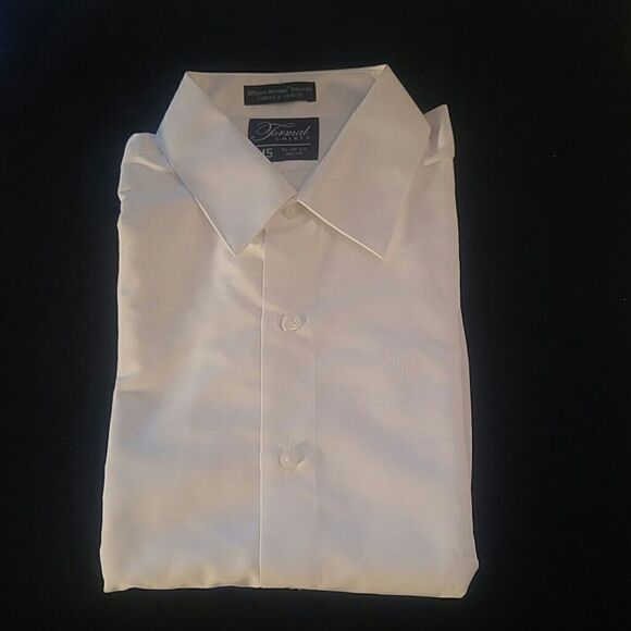 MEN'S WHITE REGULAR FIT MICROFIBER TUXEDO SHIRT - Picture 1 of 3
